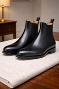 Men’s Classic Black Leather Chelsea Boots – Elegant Old Money Ankle Boots