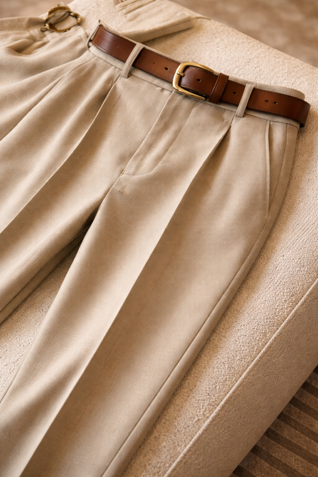 Men’s High-Waist Tailored Trousers – Old Money Pleated Dress Pants