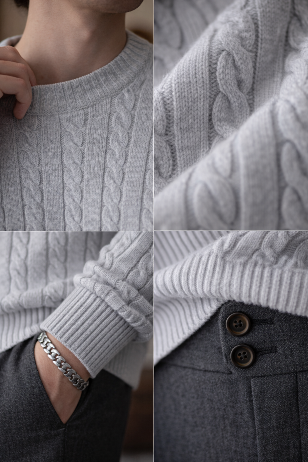 Men’s Cable-Knit Wool Sweater – Classic Old Money Knitwear