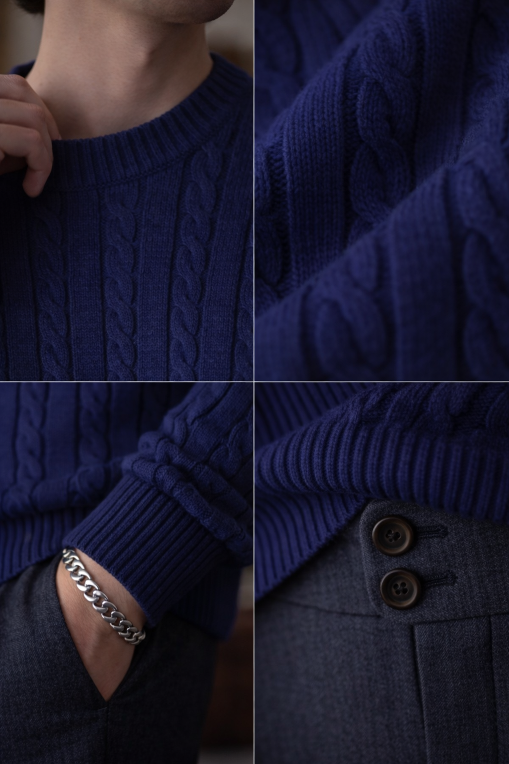 Men’s Cable-Knit Wool Sweater – Classic Old Money Knitwear