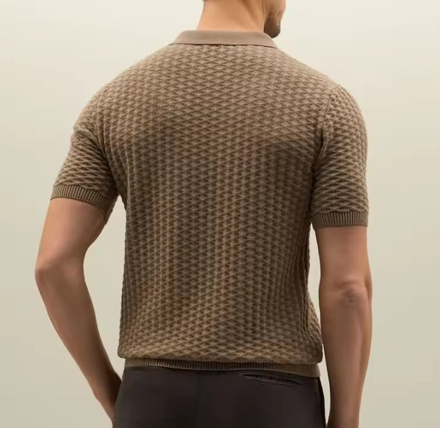 Short-Sleeve Knitted Polo Shirt – Slim Fit